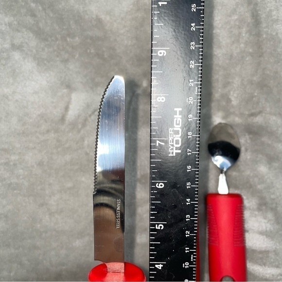 daptive Extra Large Easy Grip Stainless Steel Silverware Set 4 Piece Red - Picture 7 of 8